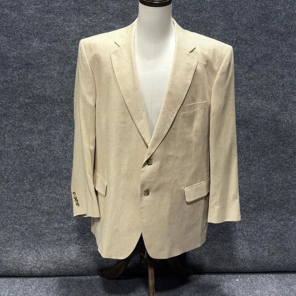 Jos. A. Bank Blazer Mens 48 Long Beige Silk Sport Coat Jacket Classic Fit